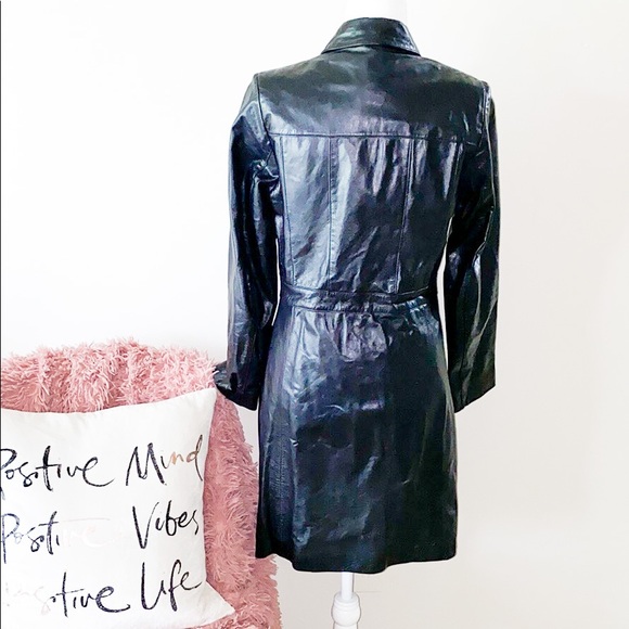 John Carlisle Essential Leather Trench Coat Black - Picture 3 of 10